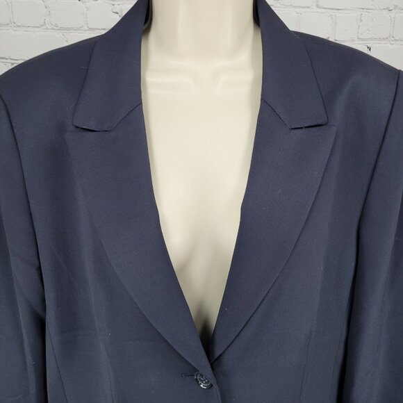 Talbots Blue Italian Wool Stretch 3 Button Peak Blazer USA Made Size 14 - Picture 8 of 16
